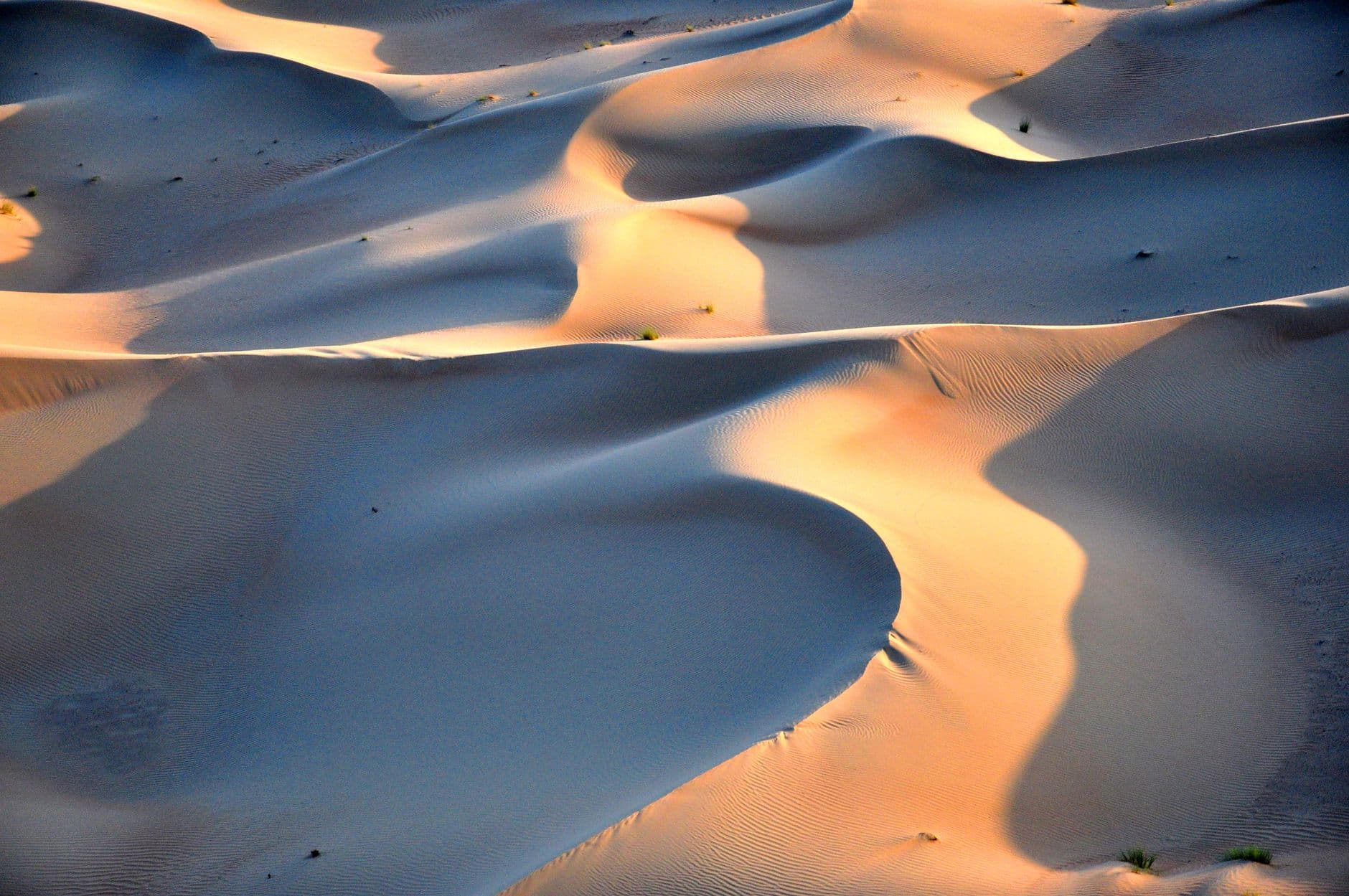 Dune buggy rouge pilote sur dunes desert Dubai coucher soleil 2026